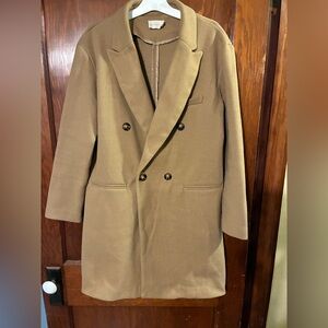 Women's Classic Tan Double-Breasted Pea Coat